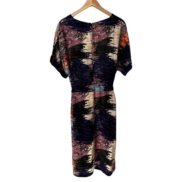ELK NWT Arden Short Sleeve Belted Impressionist Print Midi Shift Dress sz 4 - Picture 2 of 15